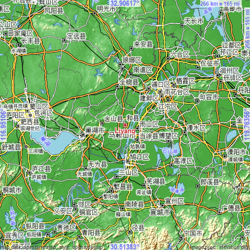 Topographic map of Liyang