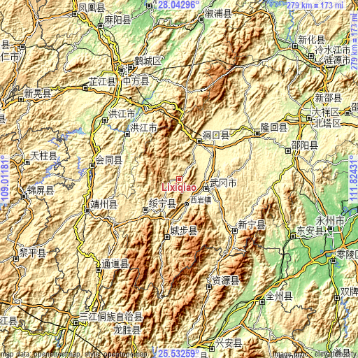 Topographic map of Lixiqiao