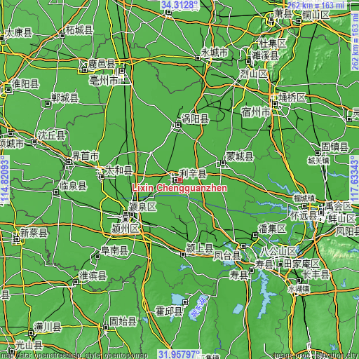 Topographic map of Lixin Chengguanzhen