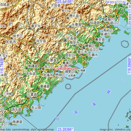 Topographic map of Liuwudiancun