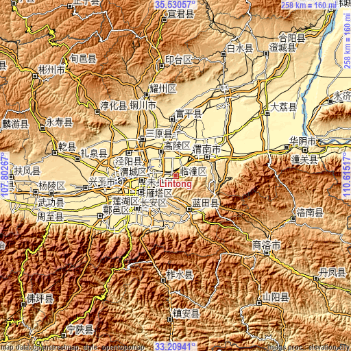 Topographic map of Lintong