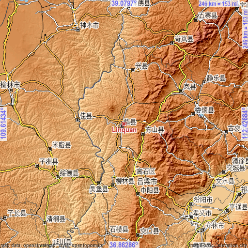 Topographic map of Linquan