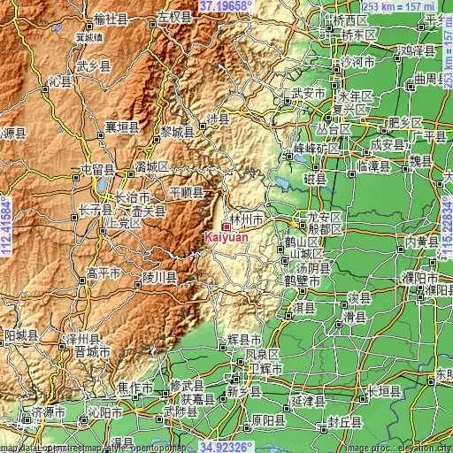 Topographic map of Kaiyuan