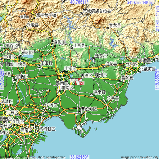 Topographic map of Linxi