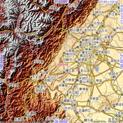 Topographic map of Linqiong
