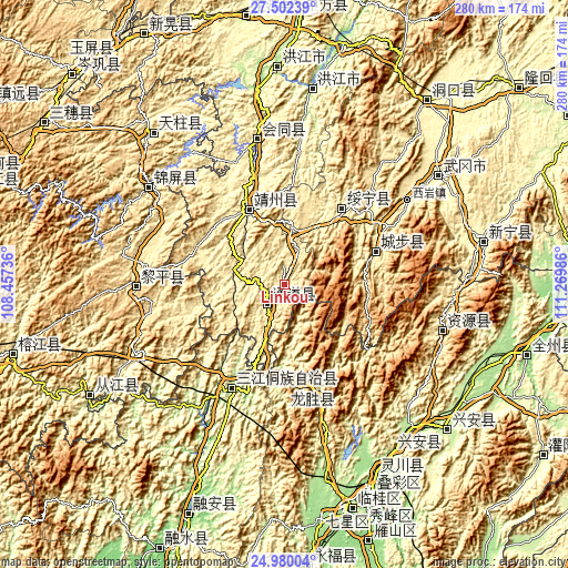 Topographic map of Linkou