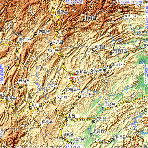 Topographic map of Lingxi