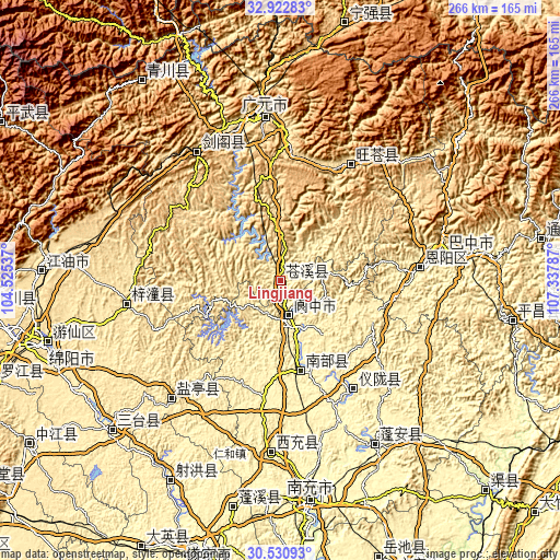Topographic map of Lingjiang