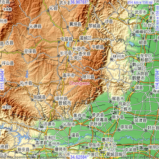 Topographic map of Chongwen