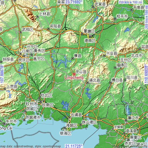 Topographic map of Lingcheng