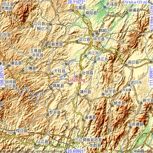 Topographic map of Lincheng