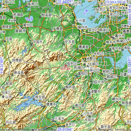 Topographic map of Lin’an