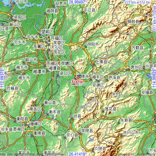 Topographic map of Xishan