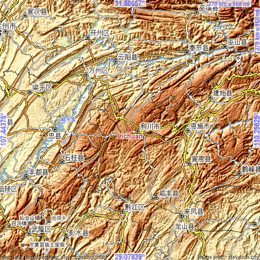 Topographic map of Lichuan