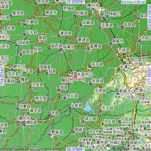Topographic map of Liaocheng