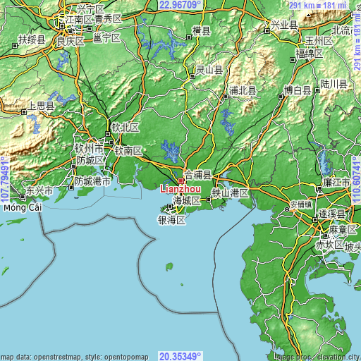 Topographic map of Lianzhou