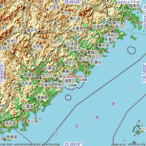 Topographic map of Lianhecun