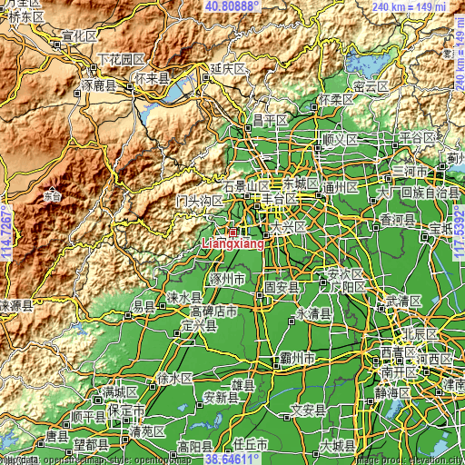 Topographic map of Liangxiang