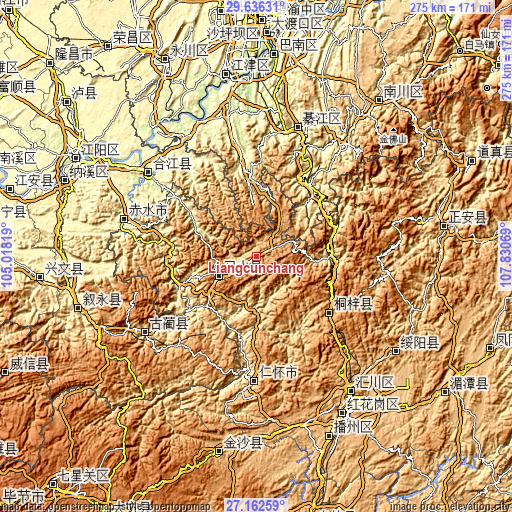 Topographic map of Liangcunchang
