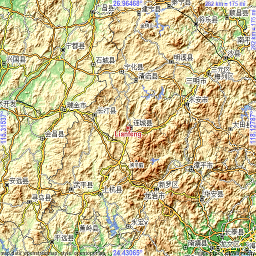 Topographic map of Lianfeng