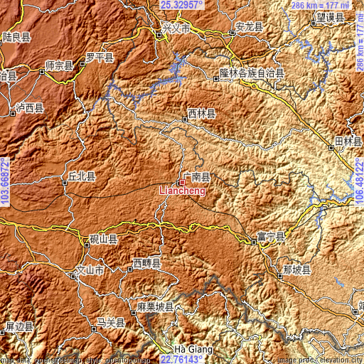 Topographic map of Liancheng