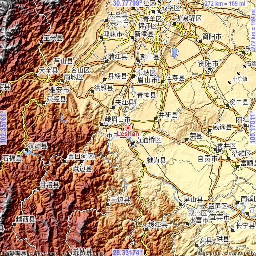 Topographic map of Leshan