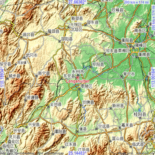 Topographic map of Lengshuitan