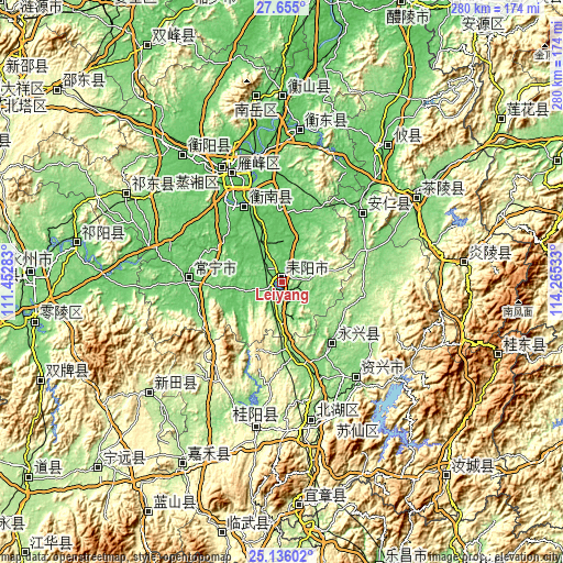 Topographic map of Leiyang
