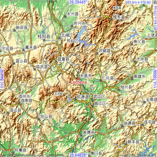 Topographic map of Lecheng