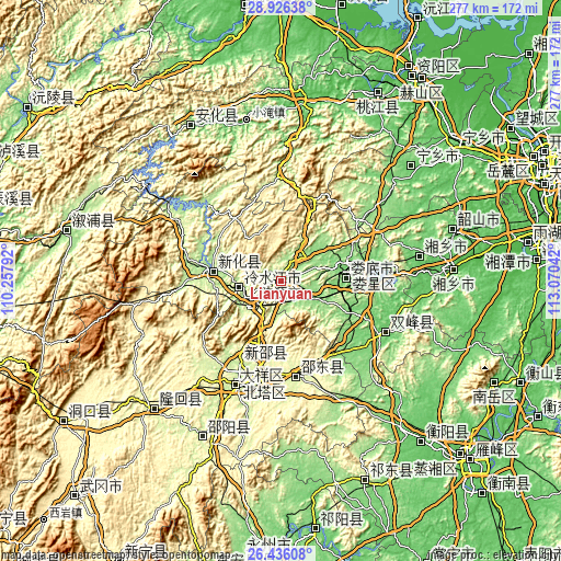 Topographic map of Lianyuan