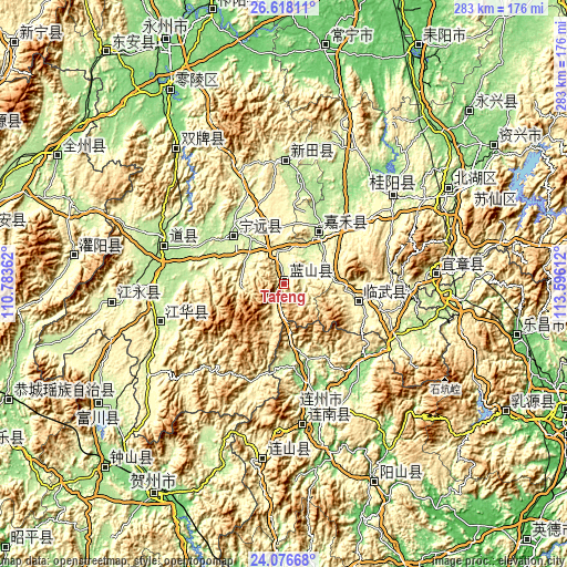 Topographic map of Tafeng