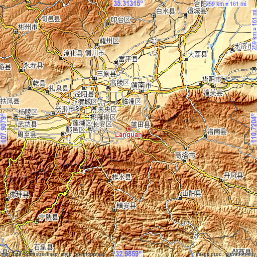 Topographic map of Languan