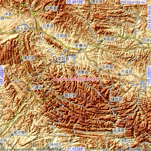 Topographic map of Langao Chengguanzhen