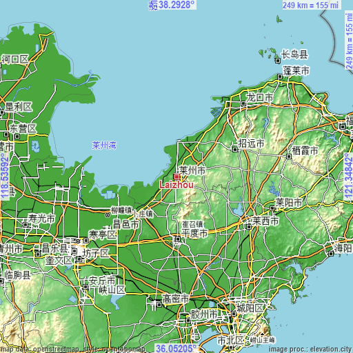 Topographic map of Laizhou