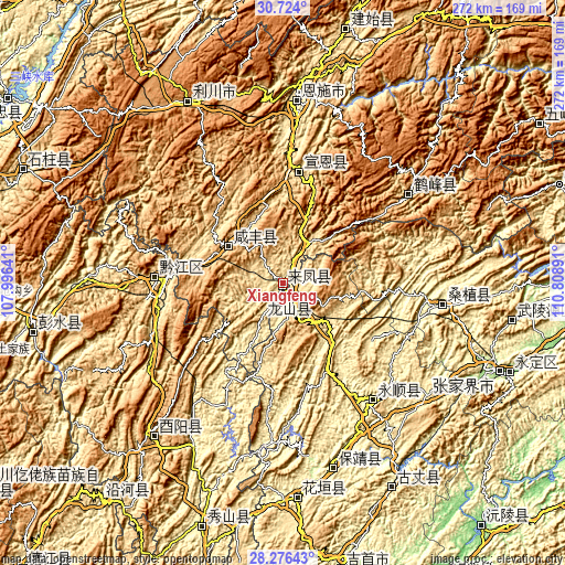 Topographic map of Xiangfeng