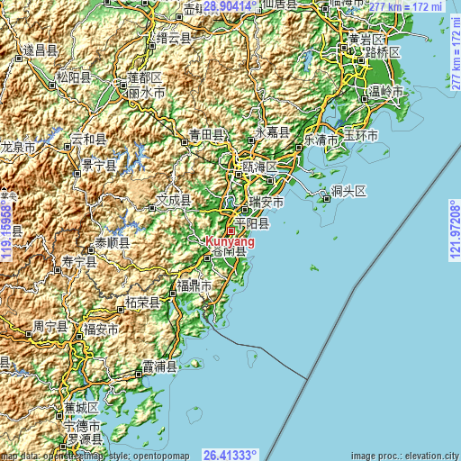 Topographic map of Kunyang