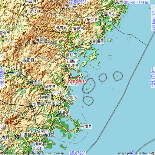 Topographic map of Kengyuan