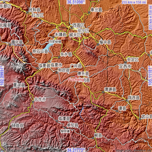 Topographic map of Fucheng