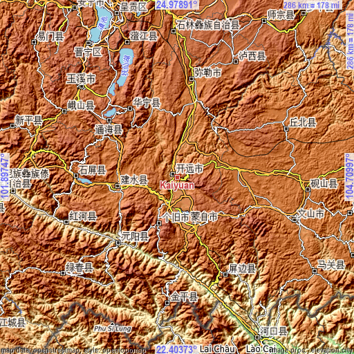 Topographic map of Kaiyuan