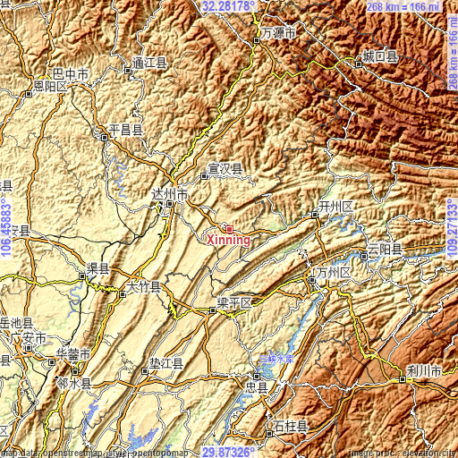 Topographic map of Xinning