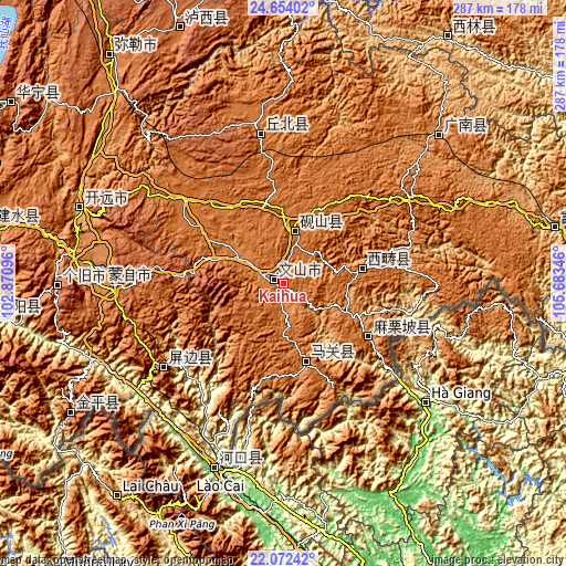 Topographic map of Kaihua