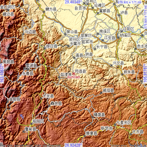 Topographic map of Junlian