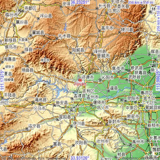 Topographic map of Jiyuan