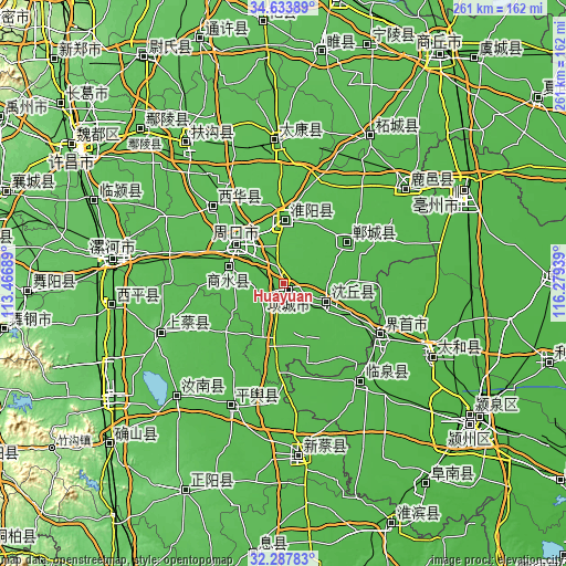 Topographic map of Huayuan