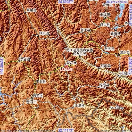 Topographic map of Lianzhu