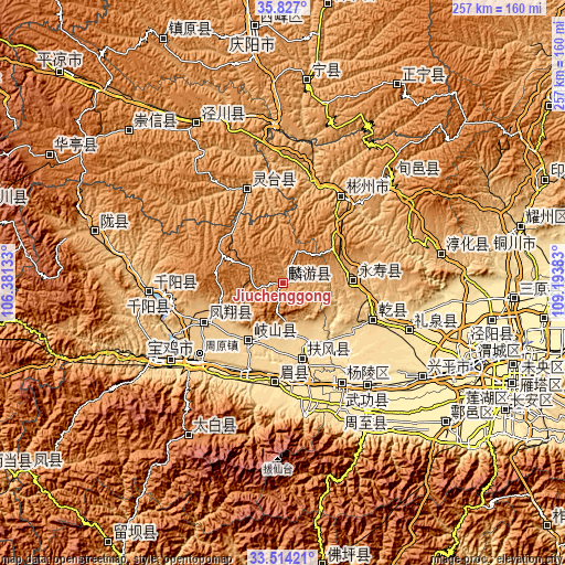 Topographic map of Jiuchenggong