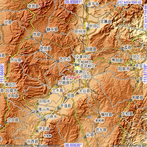 Topographic map of Jinyuan