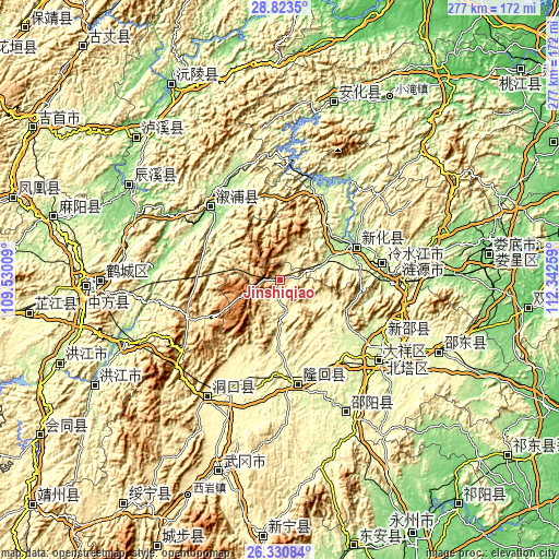 Topographic map of Jinshiqiao