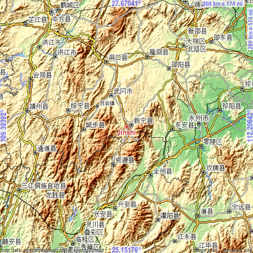 Topographic map of Jinshi