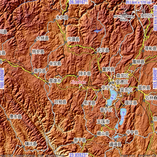 Topographic map of Jinshan